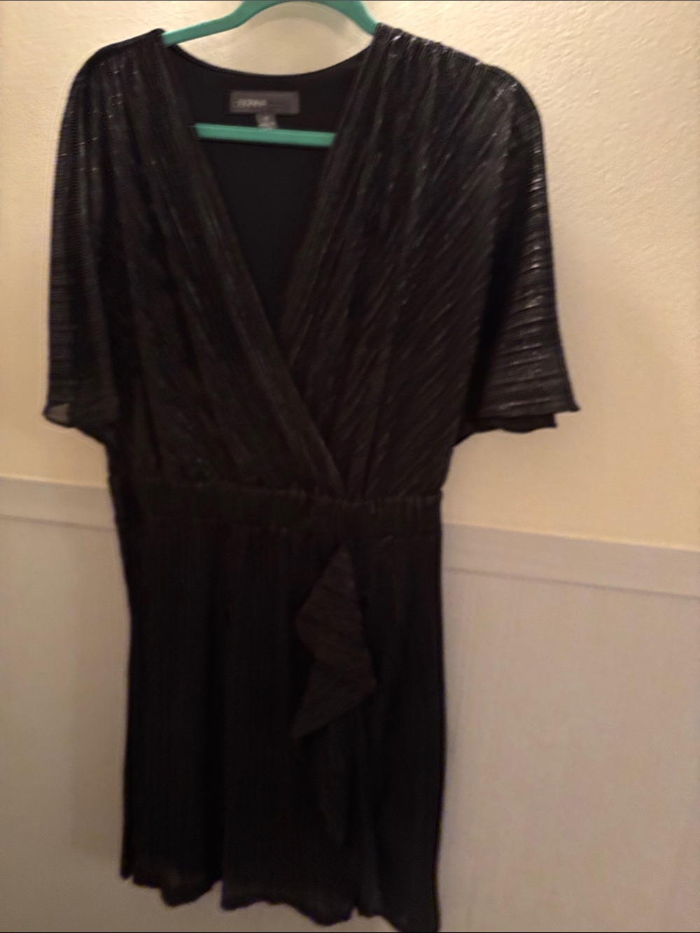 Donna Ricco Black Shimmer Wrap-Style Dress